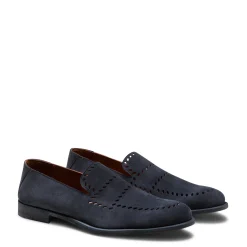 Online Fratelli Rossetti Blue Woven Suede Slippers | Navy blue