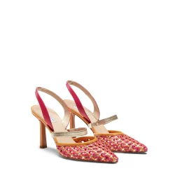 Sale Fratelli Rossetti Fuchsia And Platinum Woven Leather Slingback Sandal | Fucsia