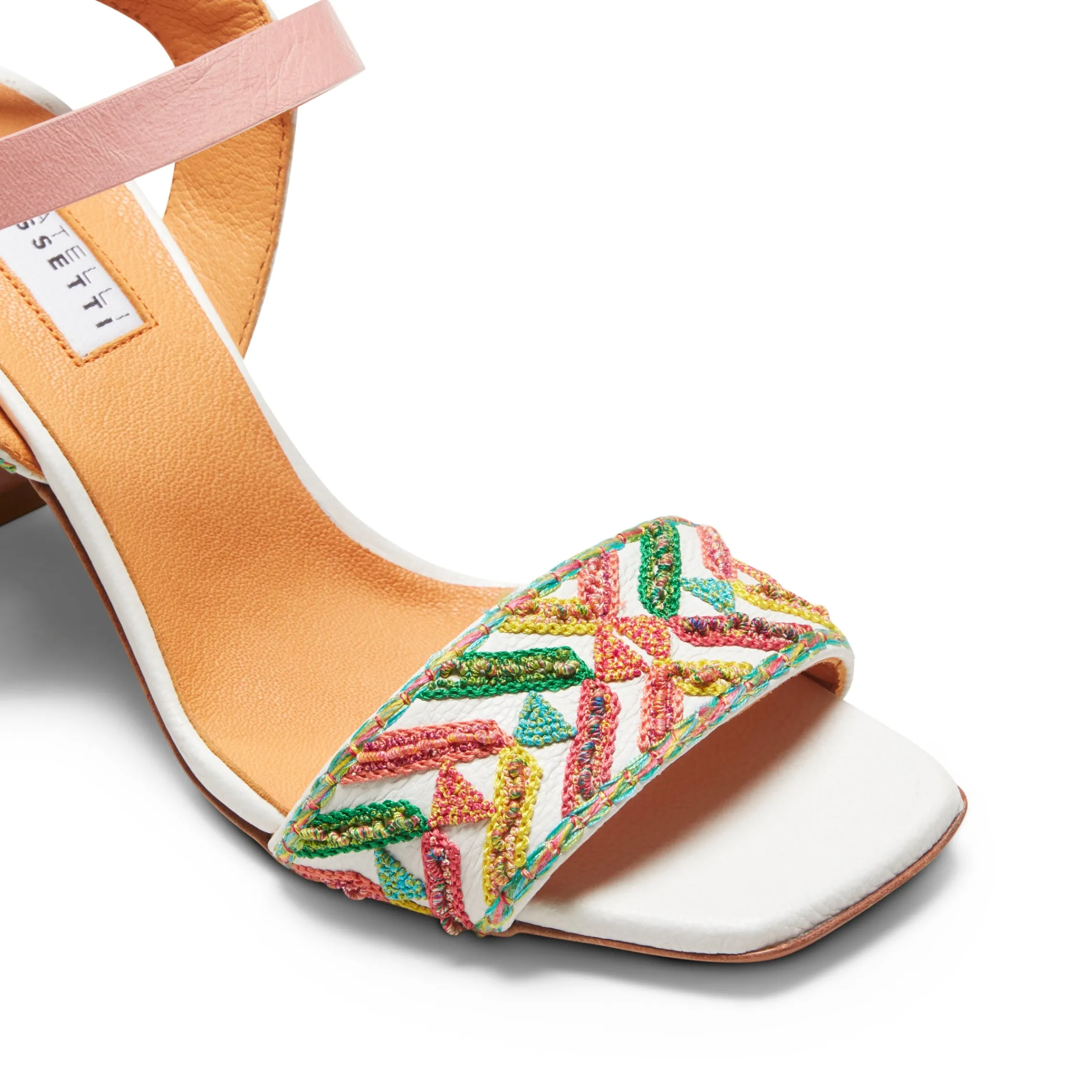 Best Sale Fratelli Rossetti Multicoloured Embroidered Leather Sandal | Orange/White