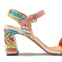 Best Sale Fratelli Rossetti Multicoloured Embroidered Leather Sandal | Orange/White