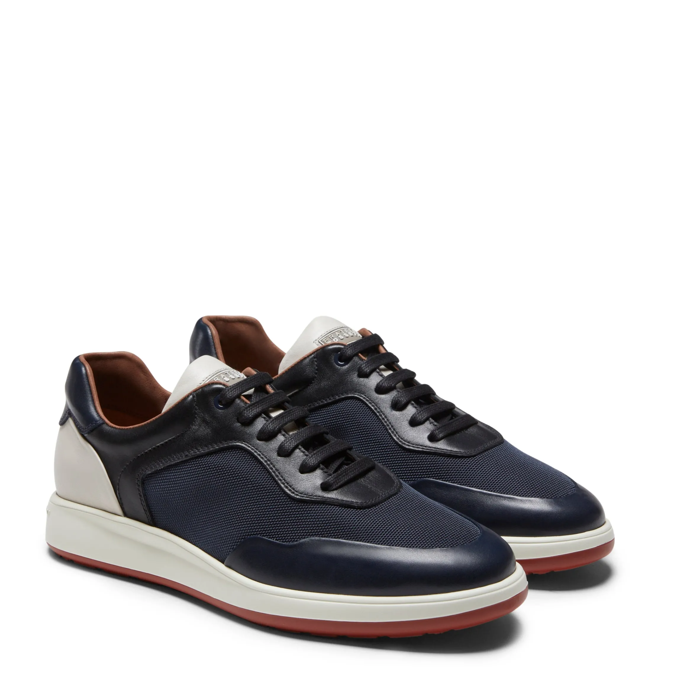 Shop Fratelli Rossetti Sneaker Uomo In Pelle E Tessuto- Navy blue