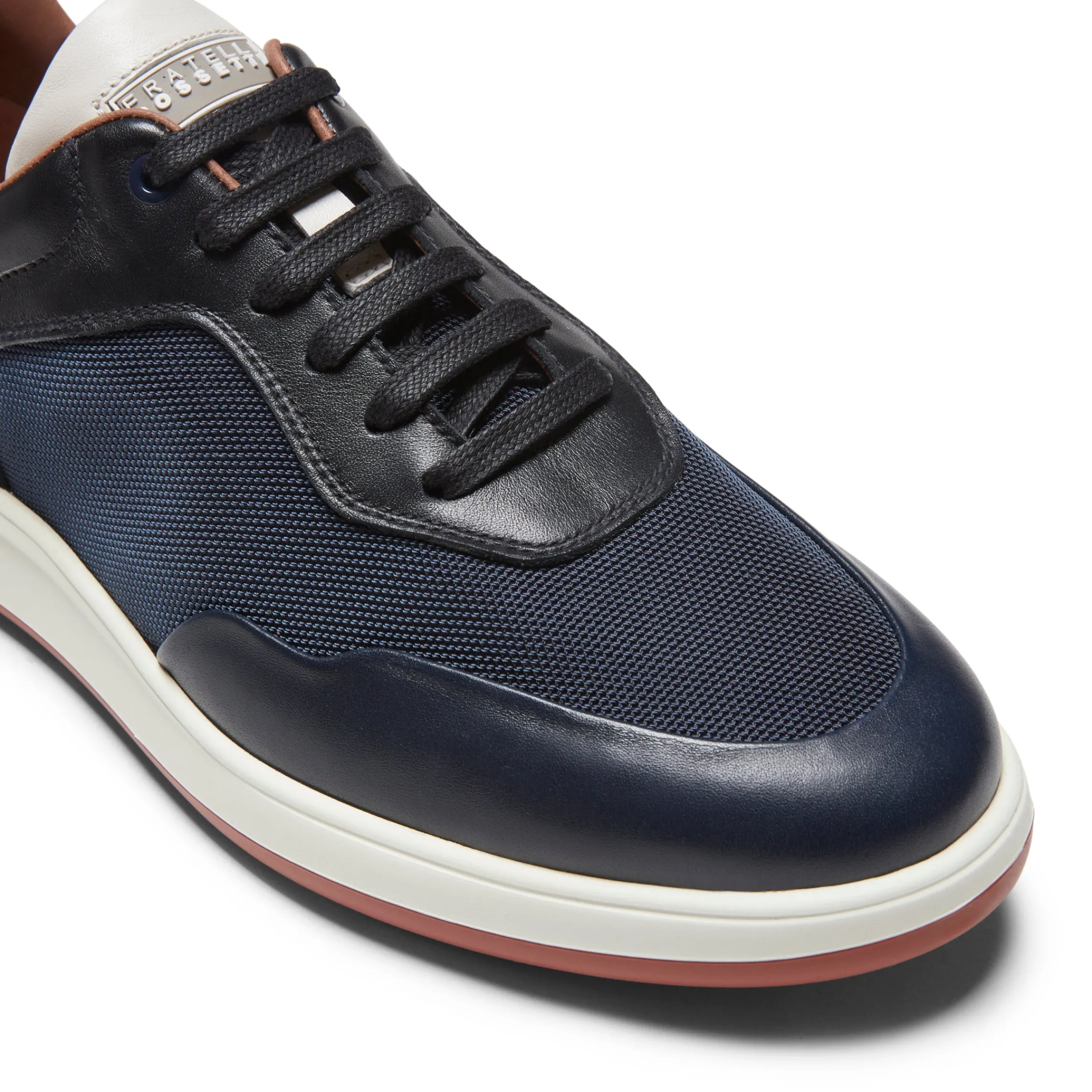 Shop Fratelli Rossetti Sneaker Uomo In Pelle E Tessuto- Navy blue