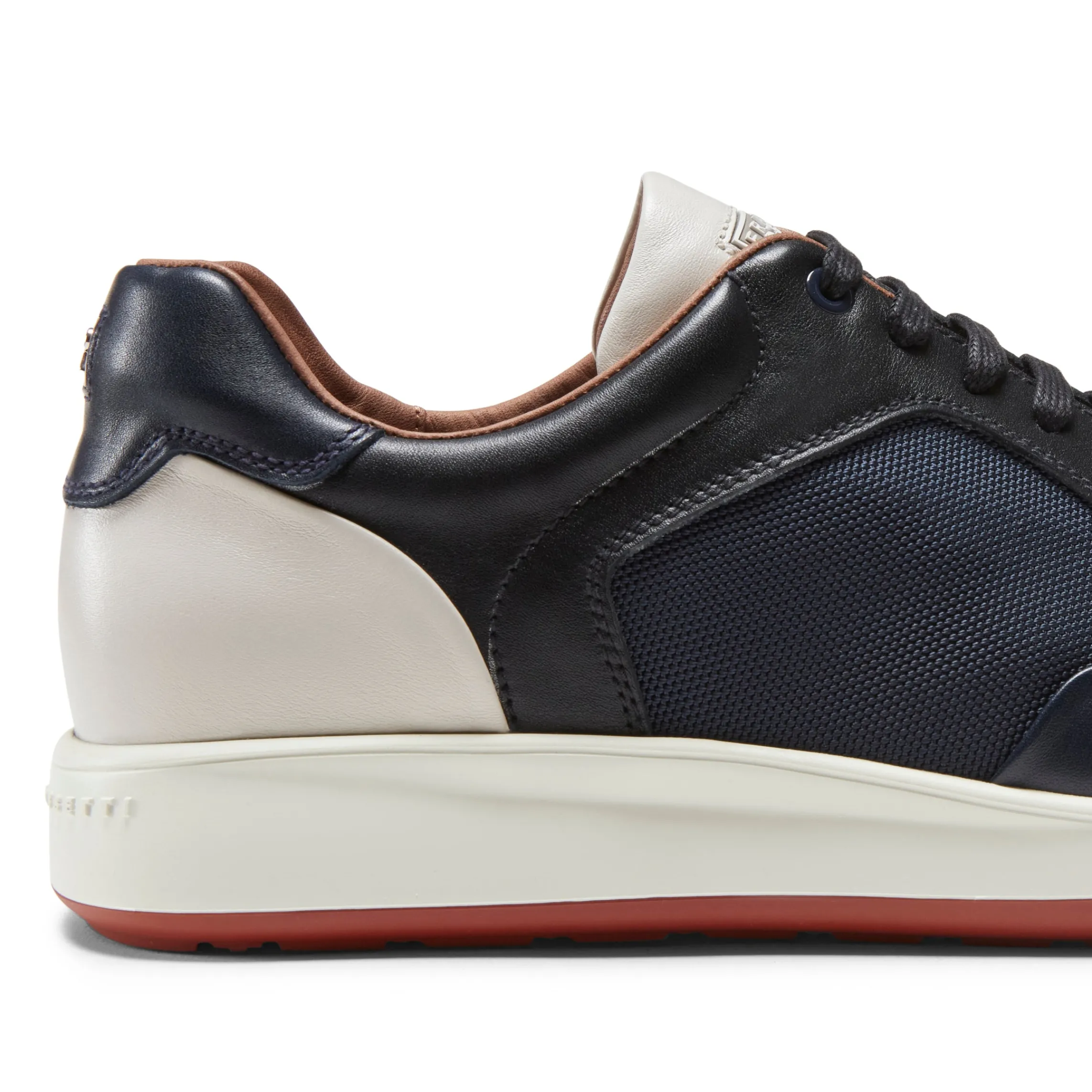 Shop Fratelli Rossetti Sneaker Uomo In Pelle E Tessuto- Navy blue