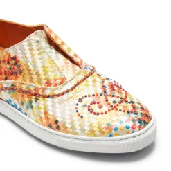 Shop Fratelli Rossetti Embroidered Fabric Hobo Sport Sneakers | Sun yellow