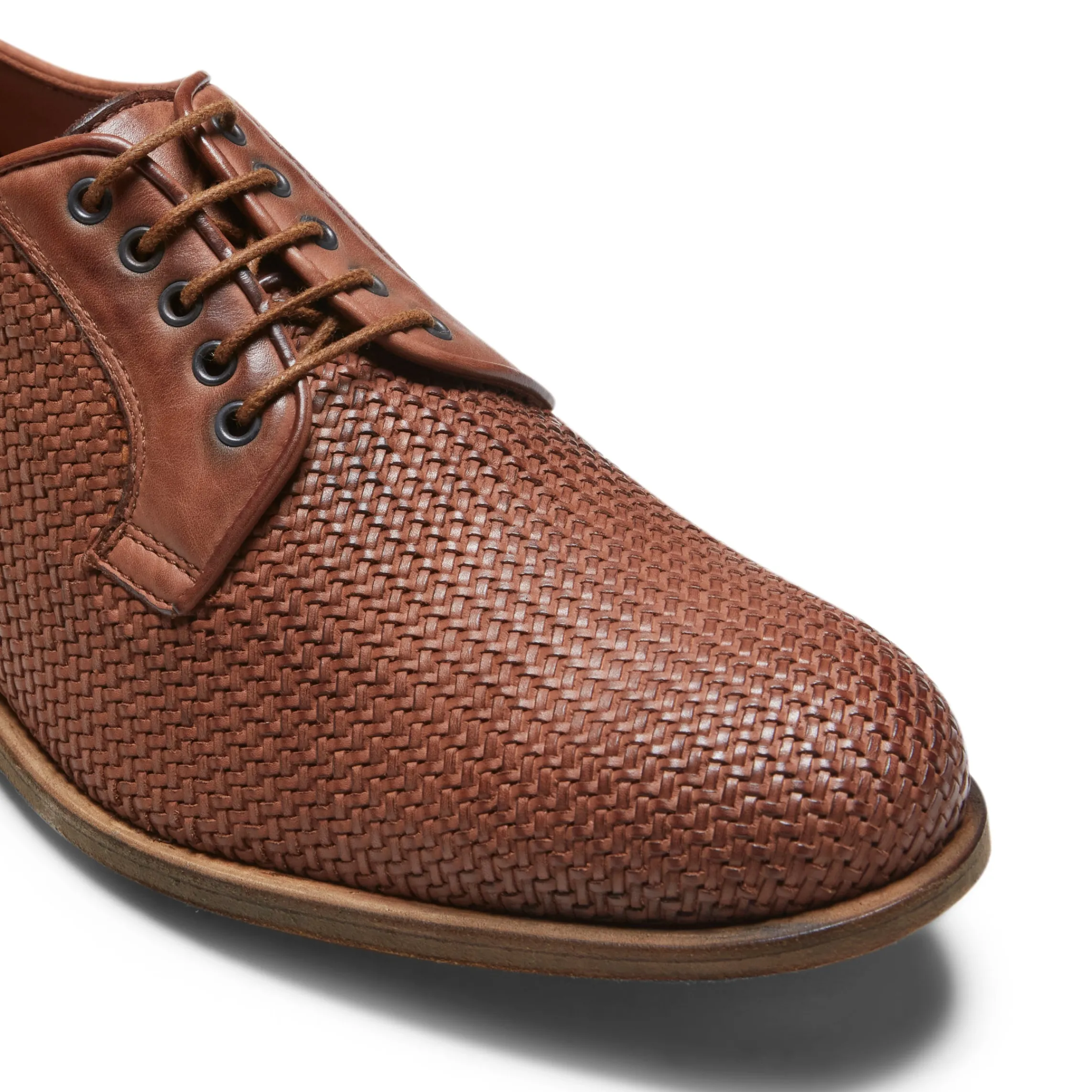 Cheap Fratelli Rossetti Woven Leather Lace-up Shoe | Tobacco Brown