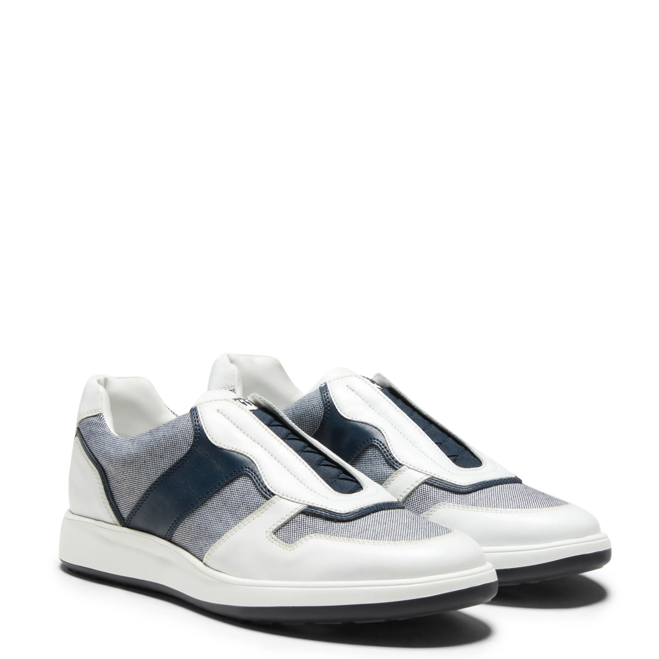 Clearance Fratelli Rossetti And Blue Leather And Fabric Sneakers | White