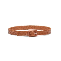 Discount Fratelli Rossetti Women's Woven Leather Belt | Cognac