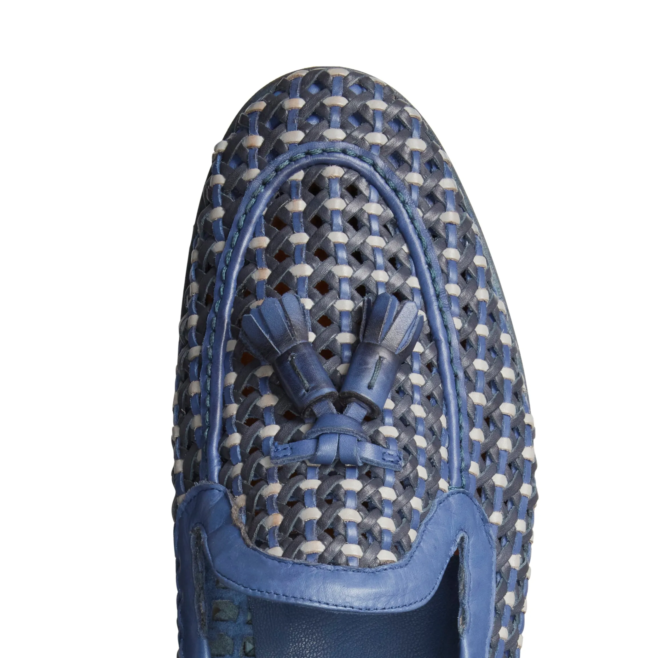 Store Fratelli Rossetti Woven China Blue Leather Brera Loafer | Chinese blue